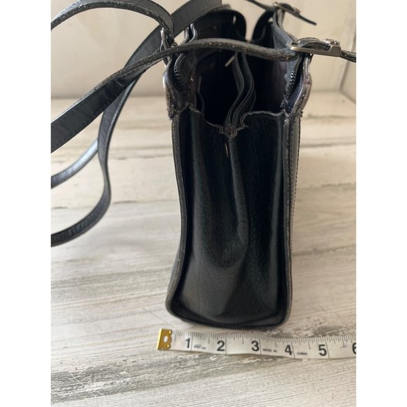 Jr USA Julius Resnick woman’s black leather long handled satchel purse vintage - Picture 9 of 15